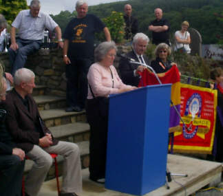 Marlene Sideaway (of the IBMT) reading the famous speech on the leaving of the Brigadiers.